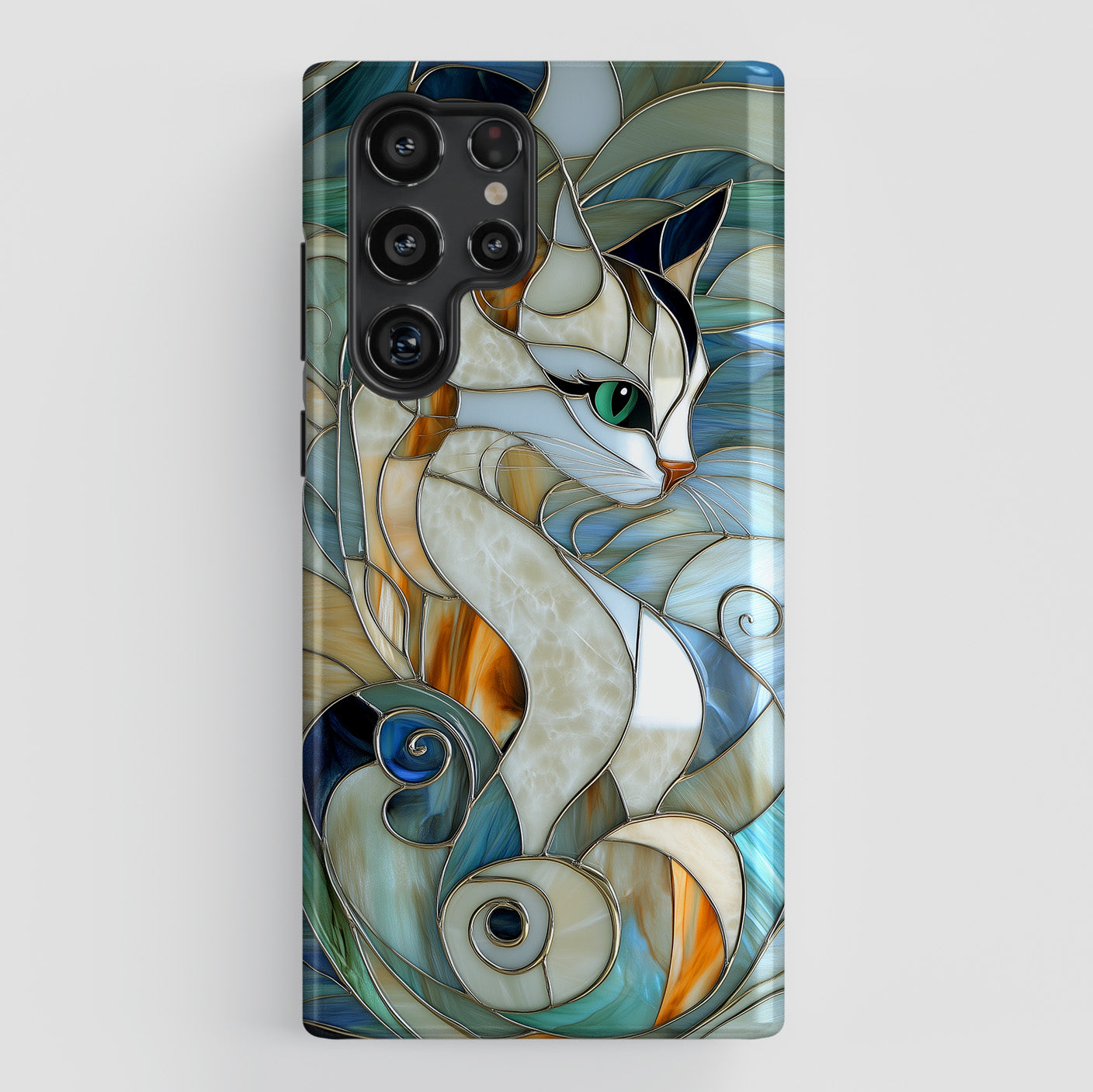 Cat Abstract Stained Glass Design Samsung Phone Case