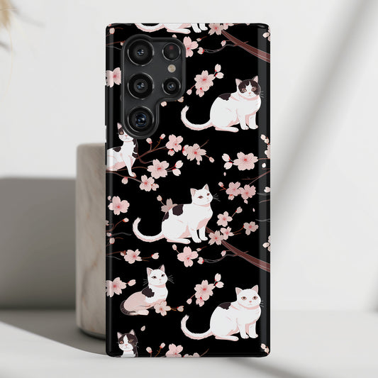 Cats & Cherry Blossom Pattern Design Case for Galaxy S series Phones