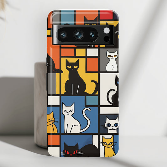 Cats in Piet Mondrian Style Abstract Art Design Google Pixel Phone Case