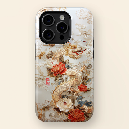 Chinese Dragon Embroidery Art Design iPhone Case