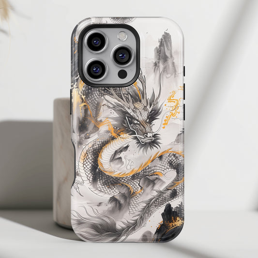 Chinese Watercolor Dragon Design iPhone Case