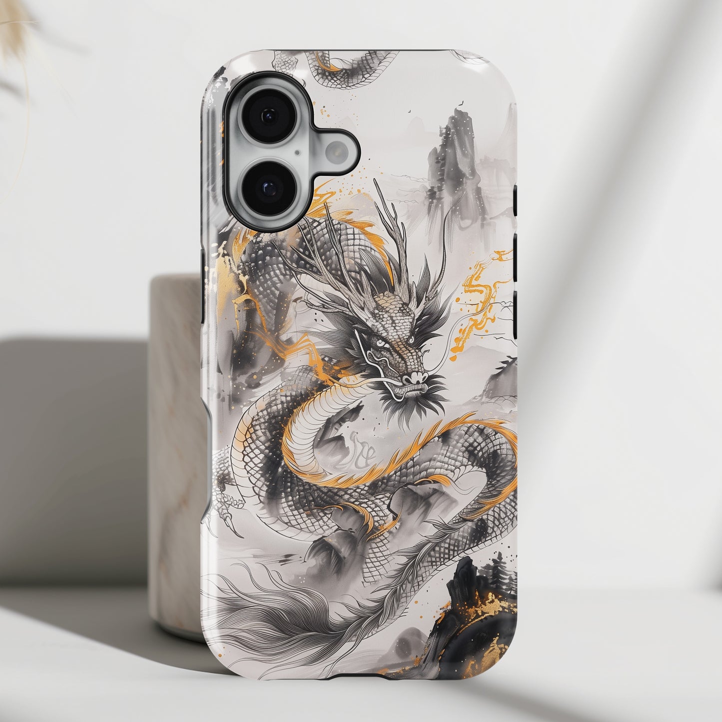 Chinese Watercolor Dragon Design iPhone Case