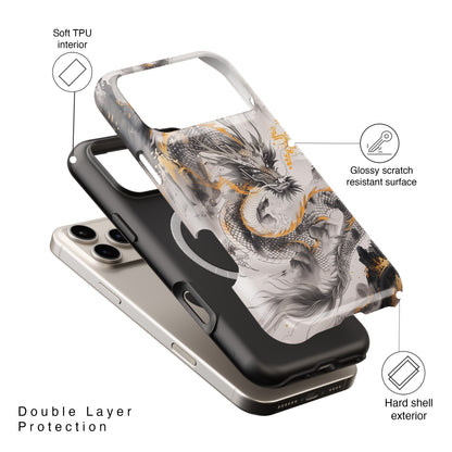 Chinese Watercolor Dragon Design iPhone Case