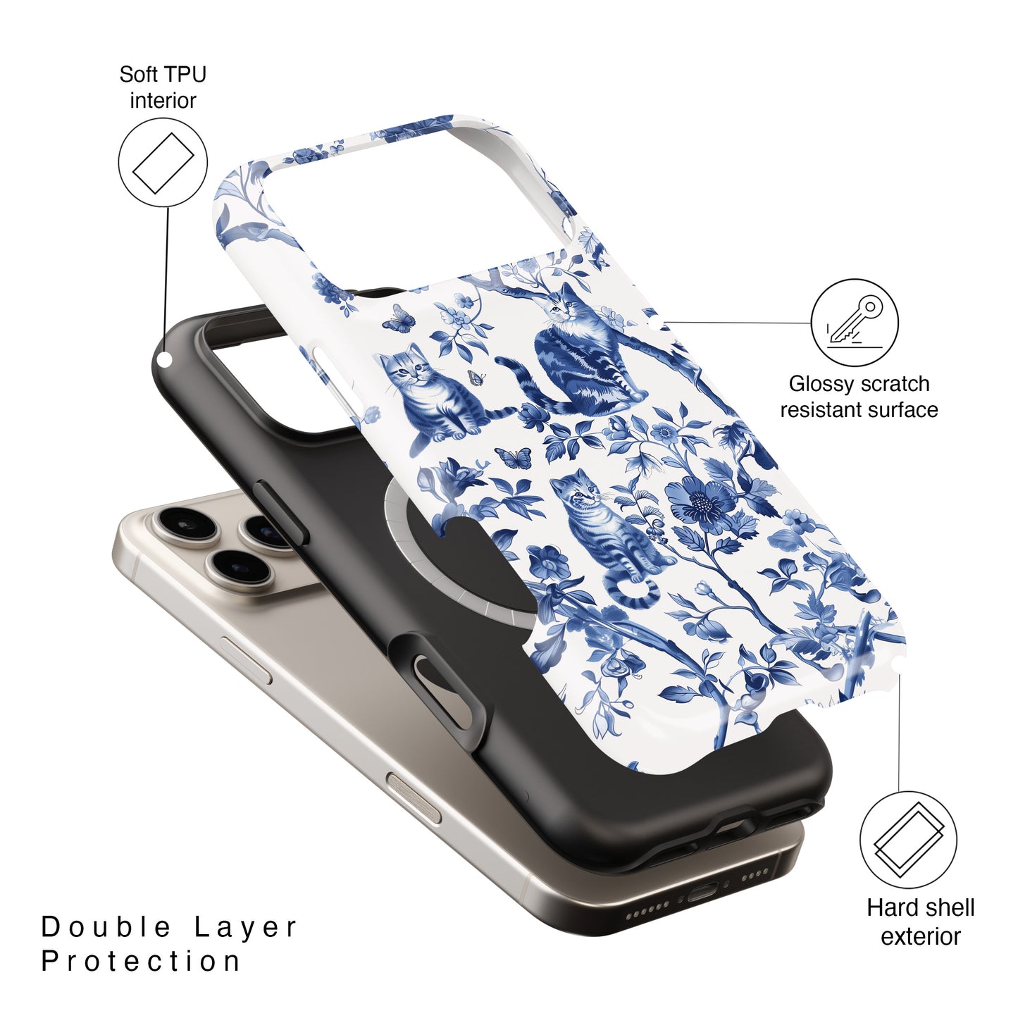 Chinoiserie Cat Design iPhone Case