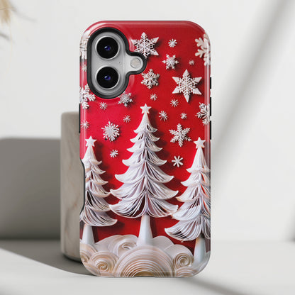 Christmas Tree Paper Quilling Art Design iPhone Case