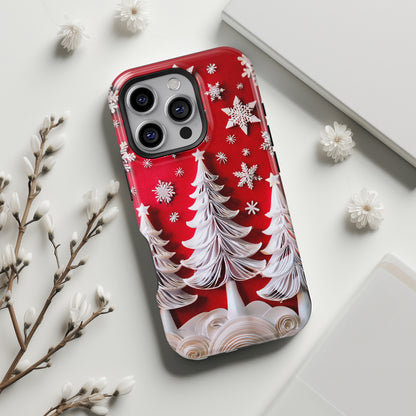 Christmas Tree Paper Quilling Art Design iPhone Case