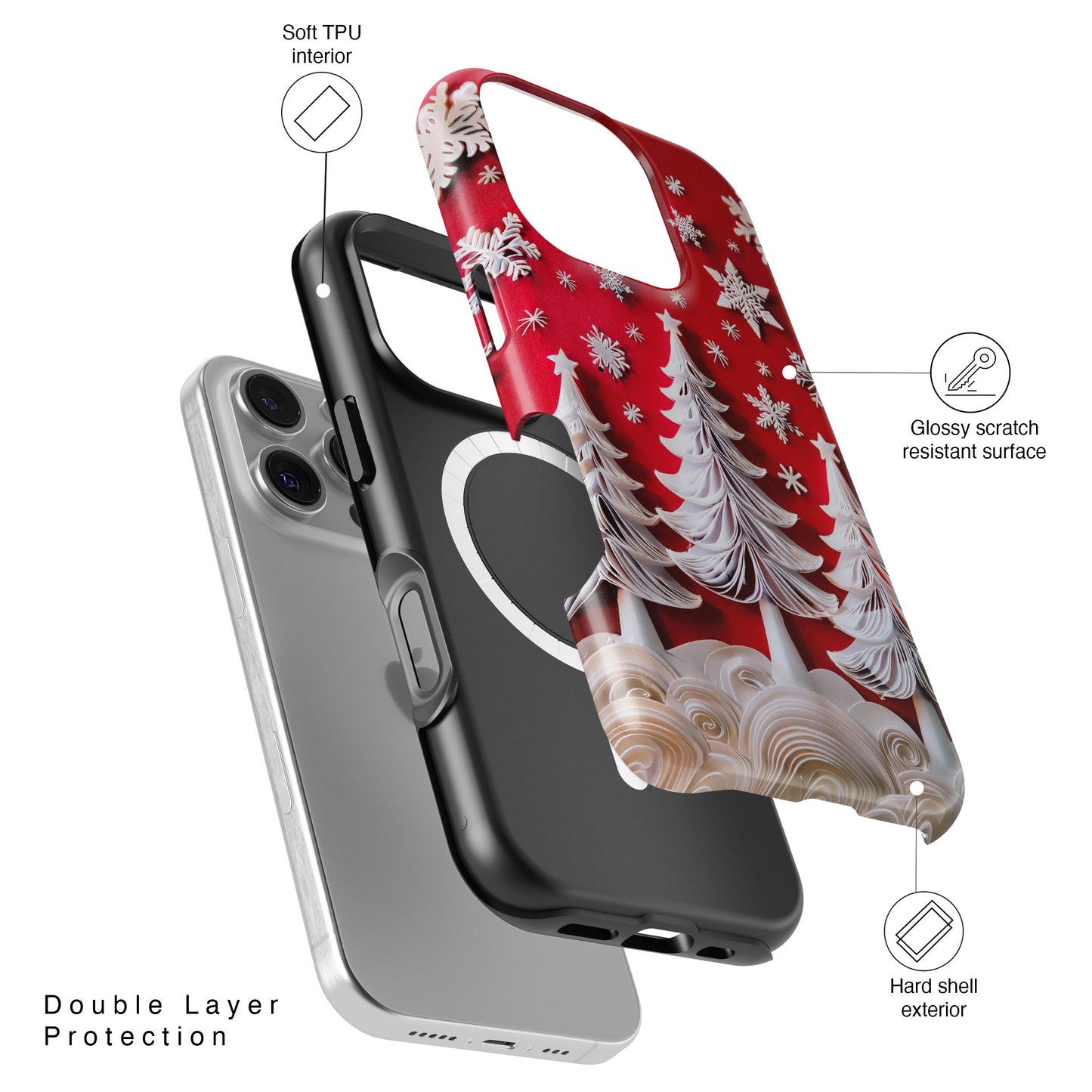 Christmas Tree Paper Quilling Art Design iPhone Case