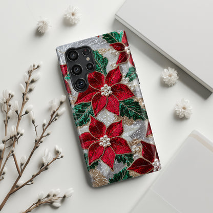 Christmas Poinsettia Flower Design Samsung Phone Case