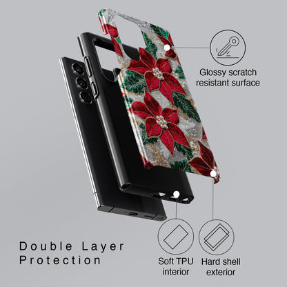 Christmas Poinsettia Flower Design Samsung Phone Case