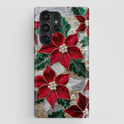 Christmas Poinsettia Flower Design Samsung Phone Case