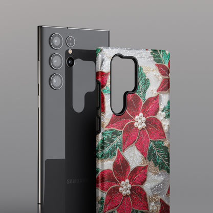 Christmas Poinsettia Flower Design Samsung Phone Case