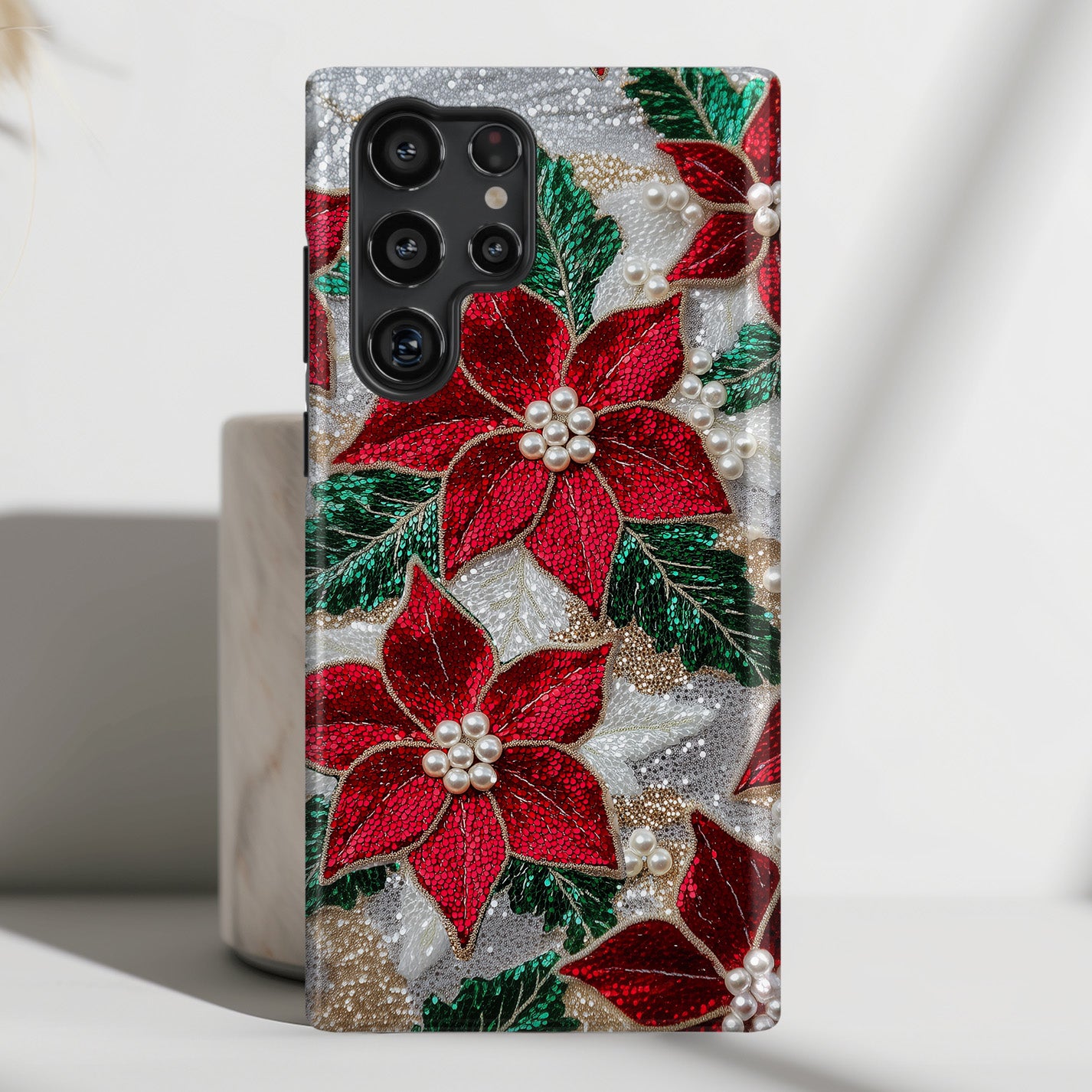 Christmas Poinsettia Flower Design Samsung Phone Case