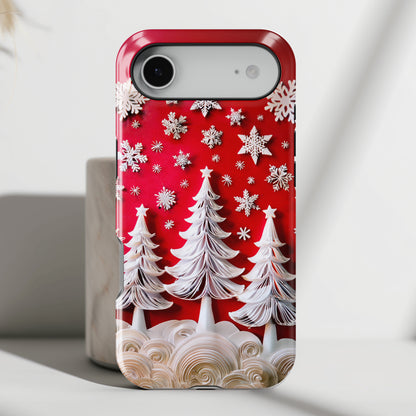 Christmas Tree Paper Quilling Art Design iPhone Case