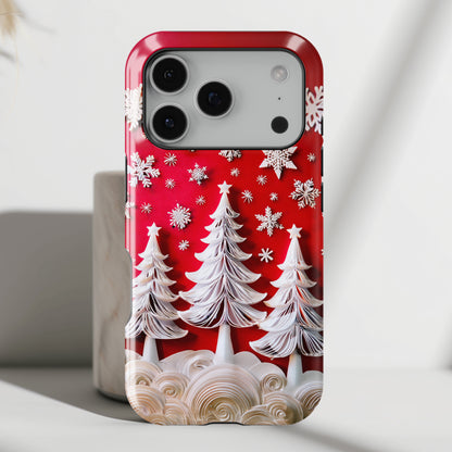Christmas Tree Paper Quilling Art Design iPhone Case