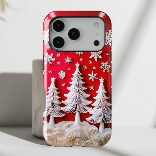 Christmas Tree Paper Quilling Art Design iPhone Case