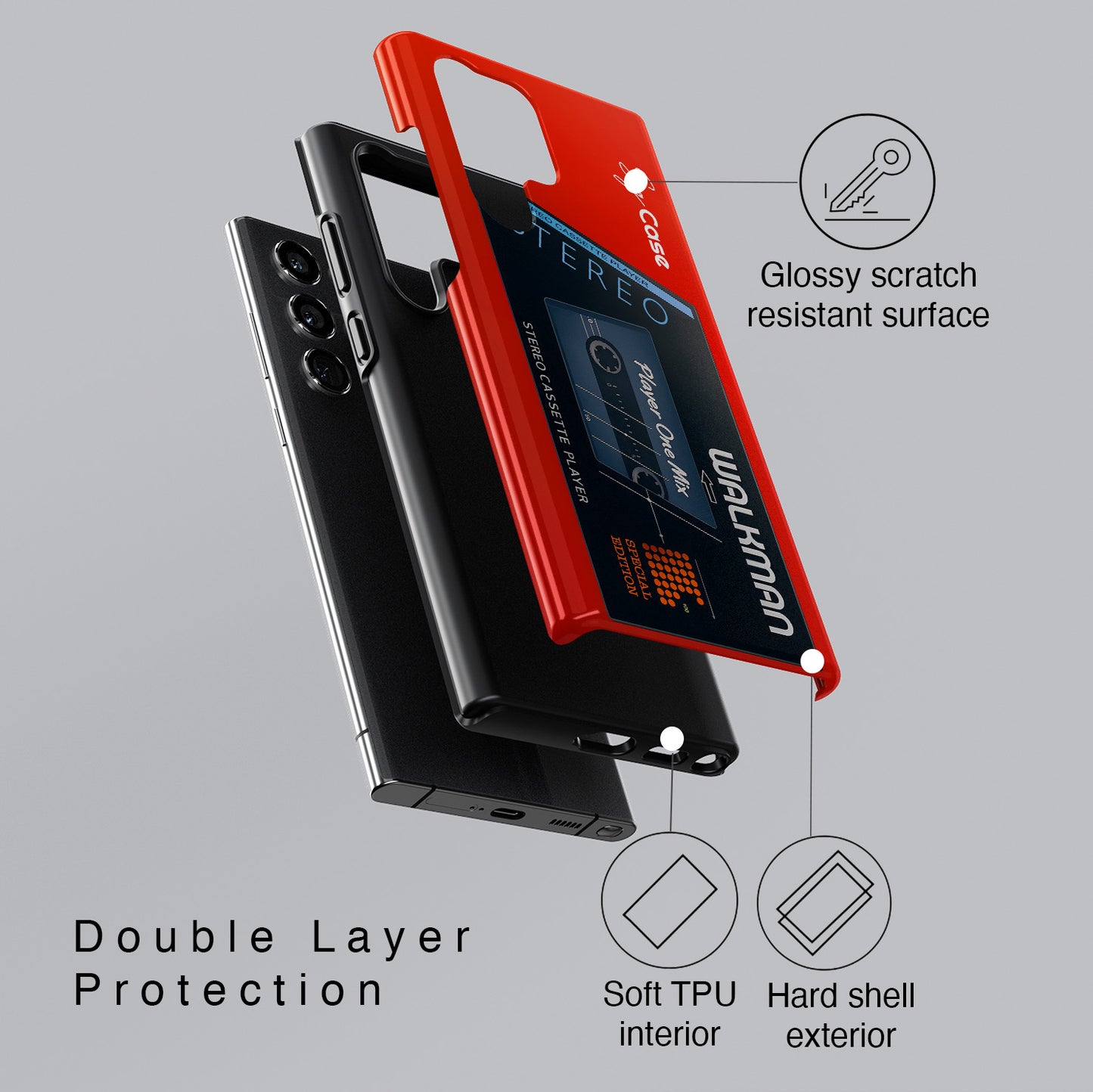 Classic Cassette Player Design Phone Case for Galaxy S series Phones