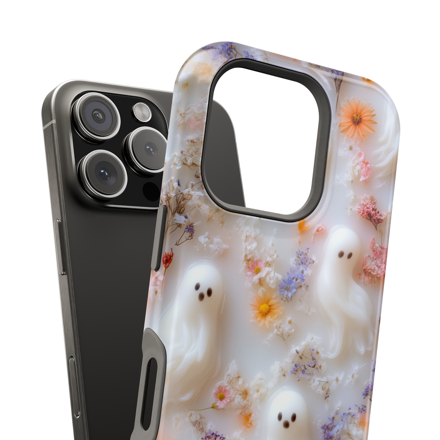 Cute Ghost Floral Design iPhone Case