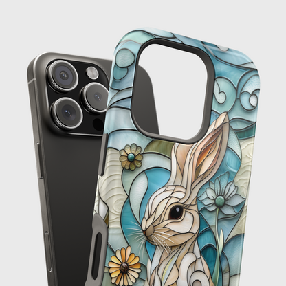 Bunny in the Garden Stained Glass Design iPhone Case