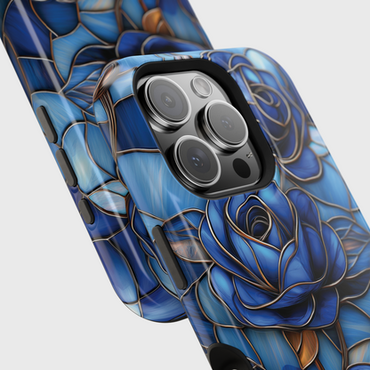 Blue Roses Stained Glass Design iPhone Case