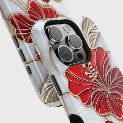 Red Hibiscus Stained Glass Design iPhone Case