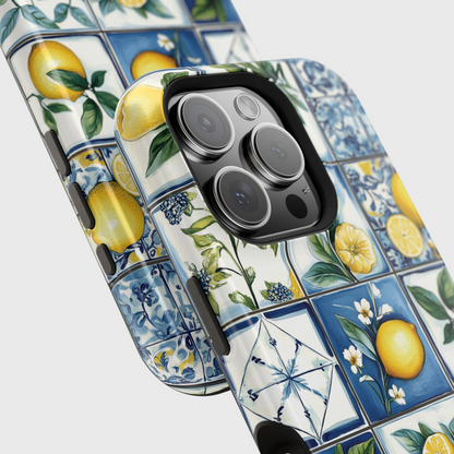 Lemon Azulejo Tiles Design iPhone Case