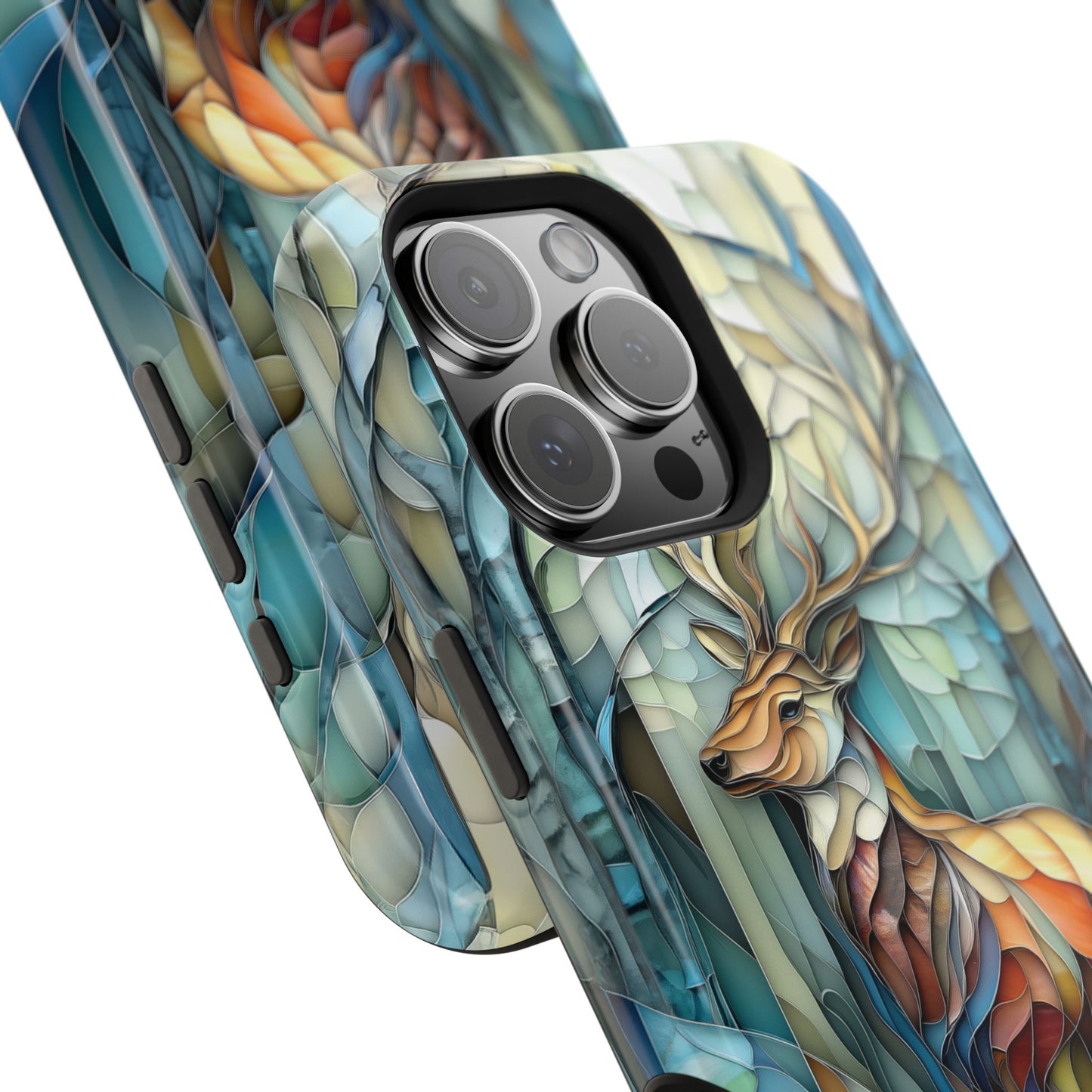 Majestic Stag Stained Glass Design iPhone Case