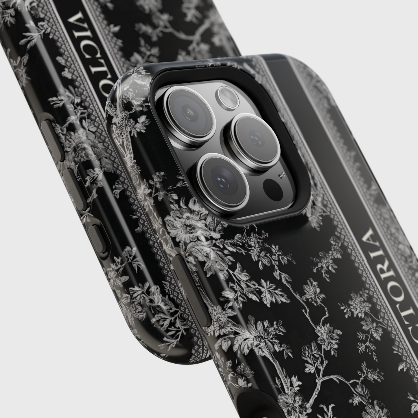 Personalisable Vintage Toile de Jouy Design (Black Edition) iPhone Case