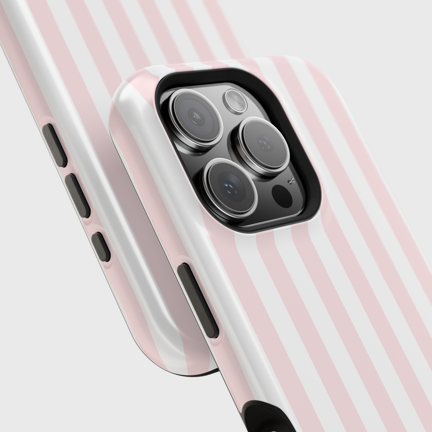 Personalisable Striped Design (Baby Pink) iPhone Case