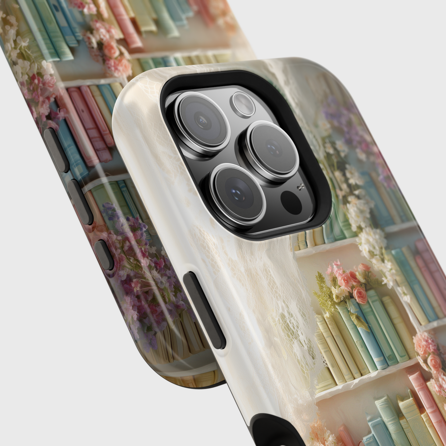 Colorful Floral Bookcase Design iPhone Case