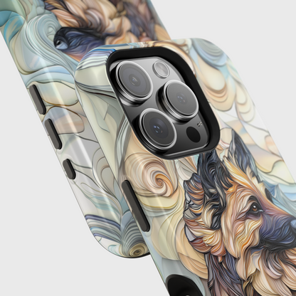 German Shepherd Stained Glass Design iPhone Case