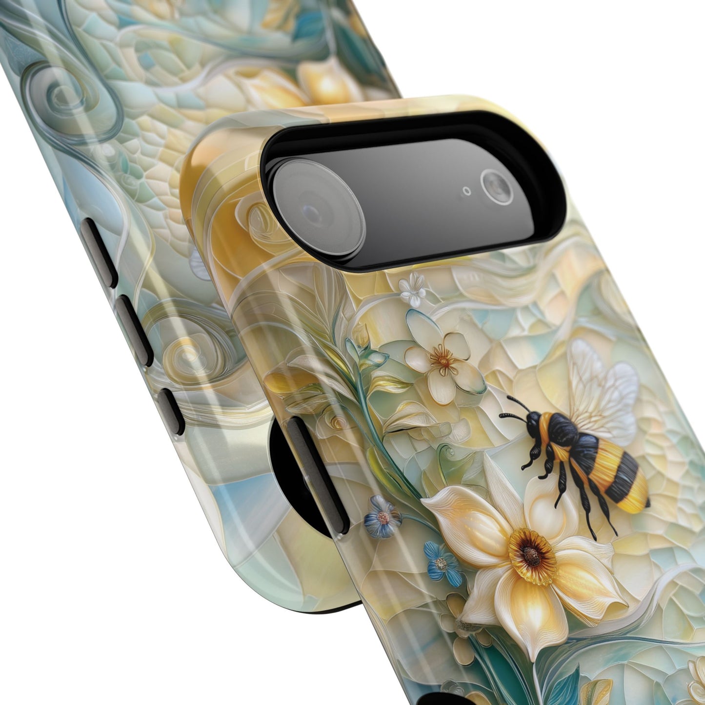 Bumblebee & Floral Stained Glass Art Design iPhone Case