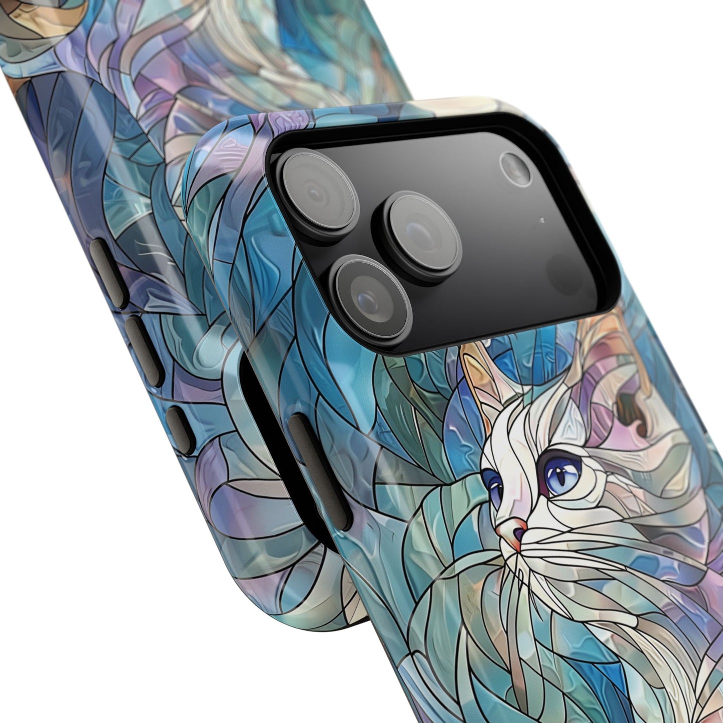 Cute Cat Stained Glass Design Design iPhone Case