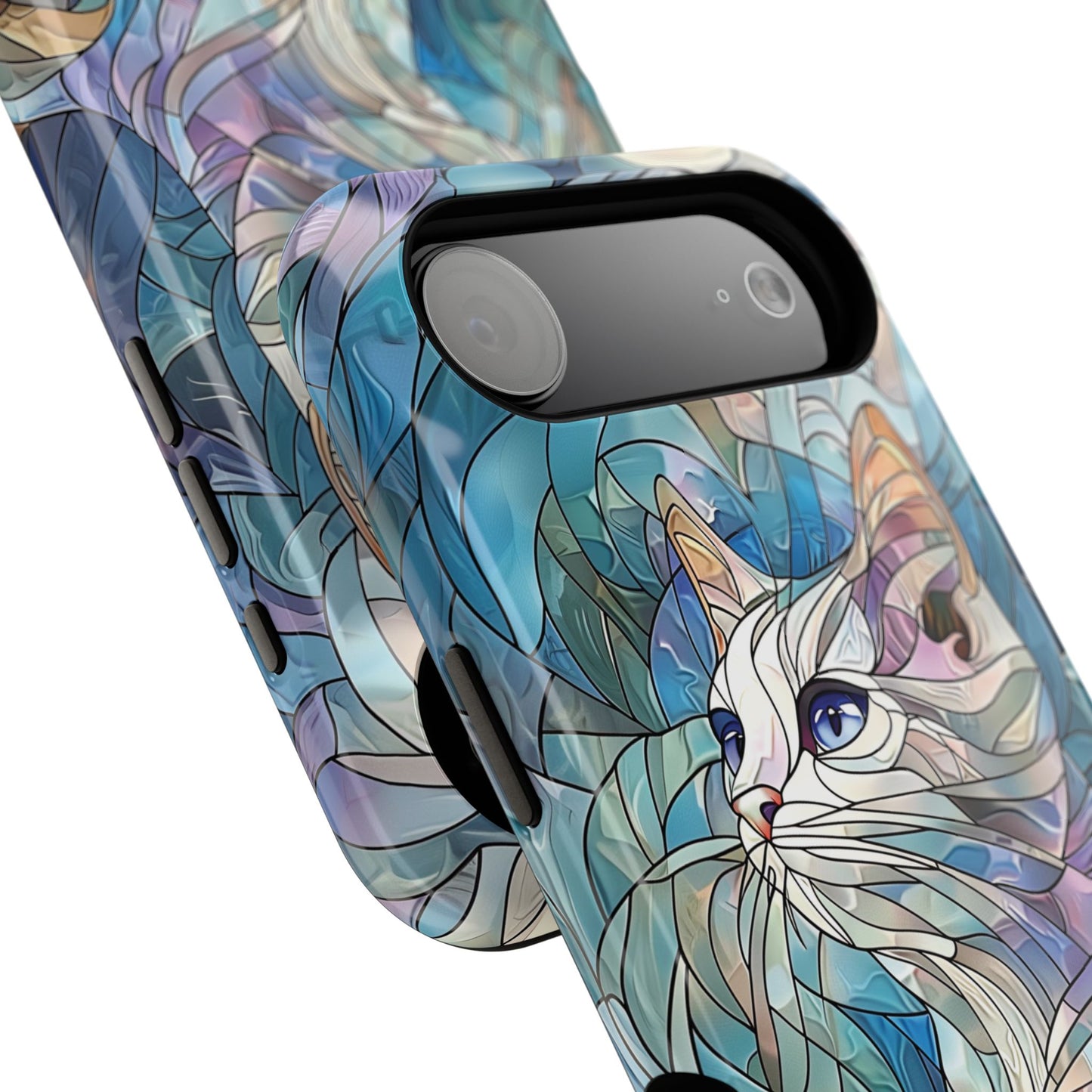 Cute Cat Stained Glass Design Design iPhone Case