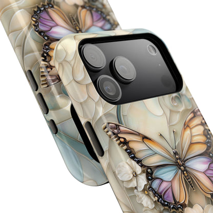 Elegant Butterfly & Flowers Stained Glass Design 2 iPhone Case