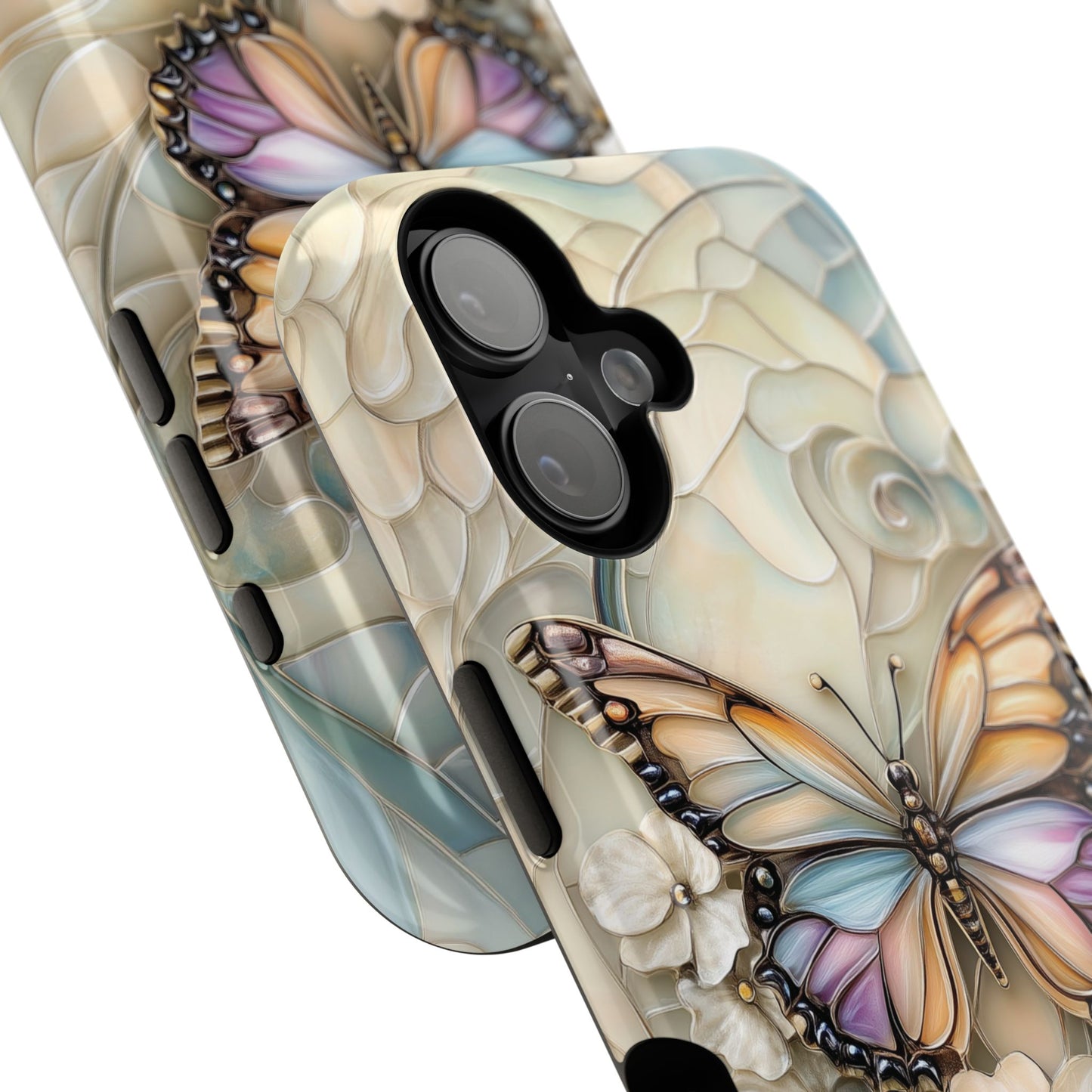Elegant Butterfly & Flowers Stained Glass Design 2 iPhone Case