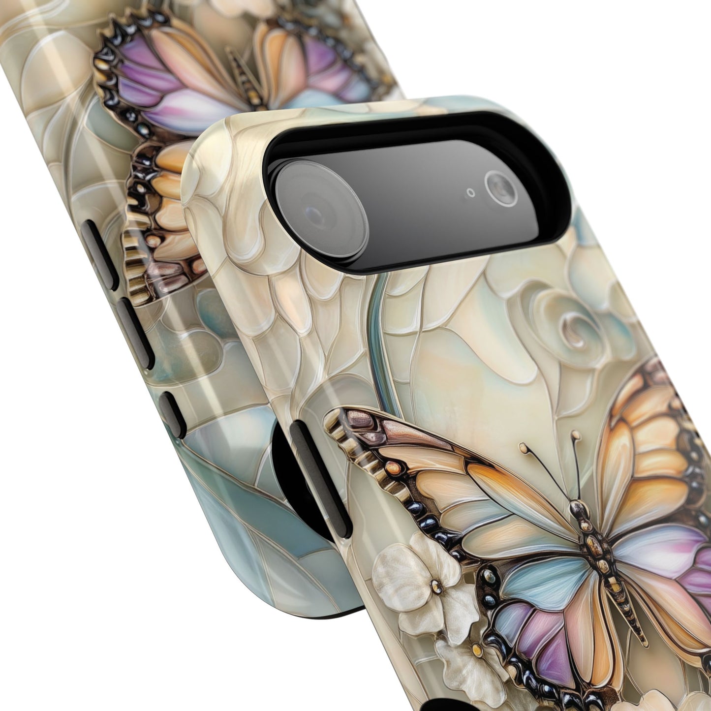 Elegant Butterfly & Flowers Stained Glass Design 2 iPhone Case