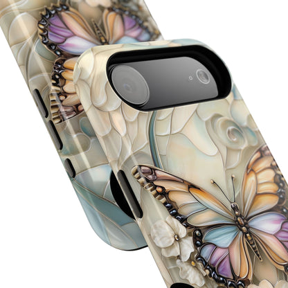 Elegant Butterfly & Flowers Stained Glass Design 2 iPhone Case