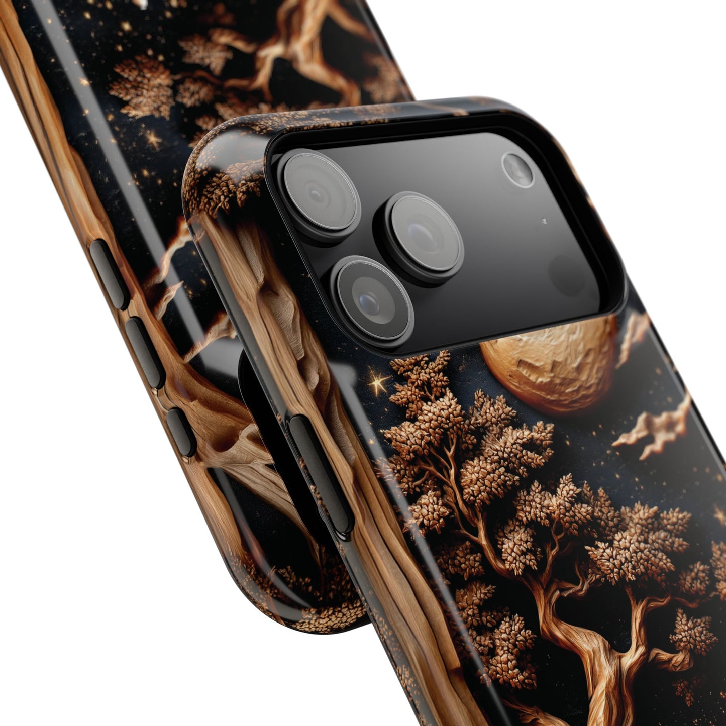 Howling Wolf Wooden Art Design iPhone Case