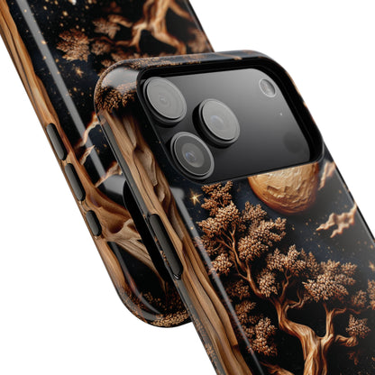 Howling Wolf Wooden Art Design iPhone Case