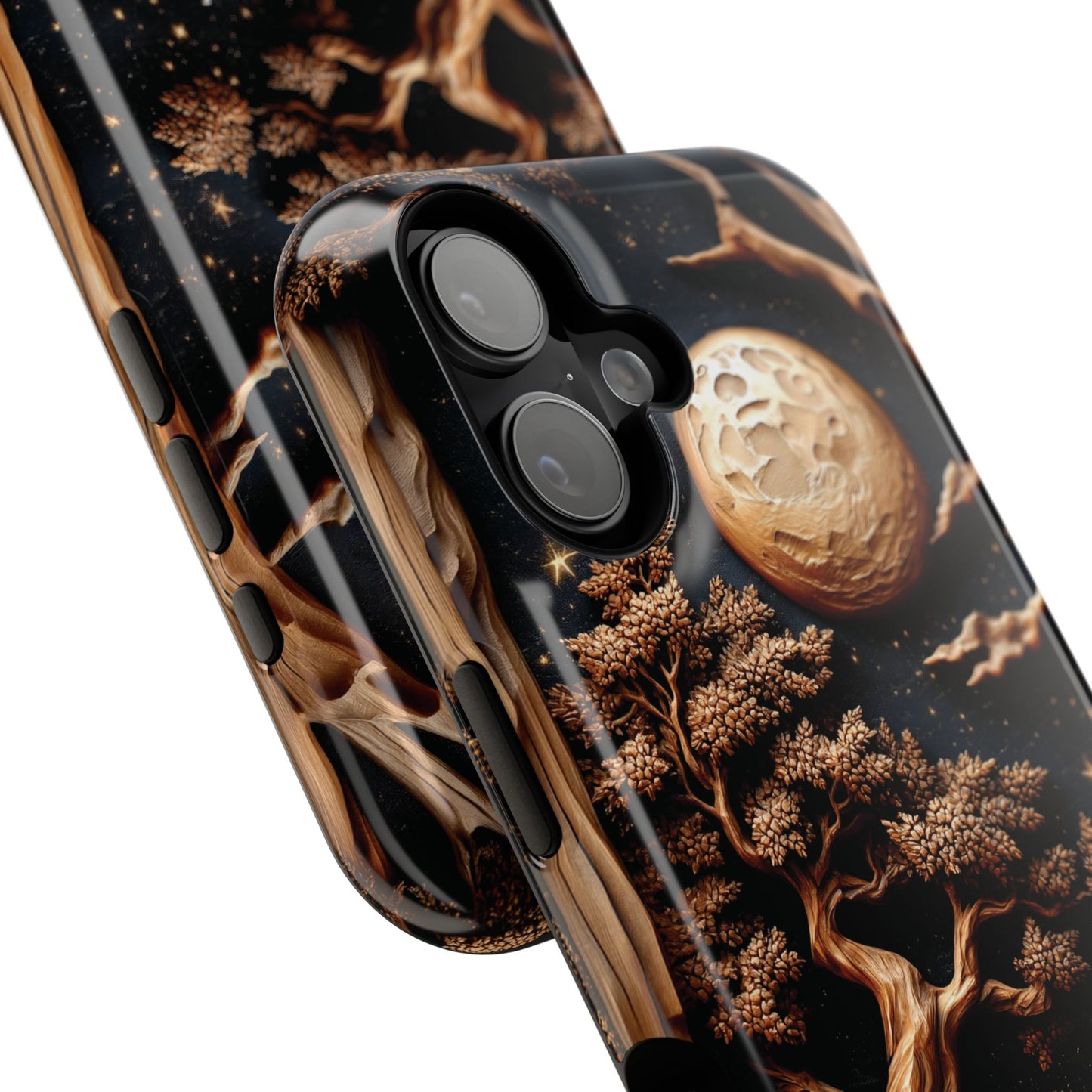 Howling Wolf Wooden Art Design iPhone Case