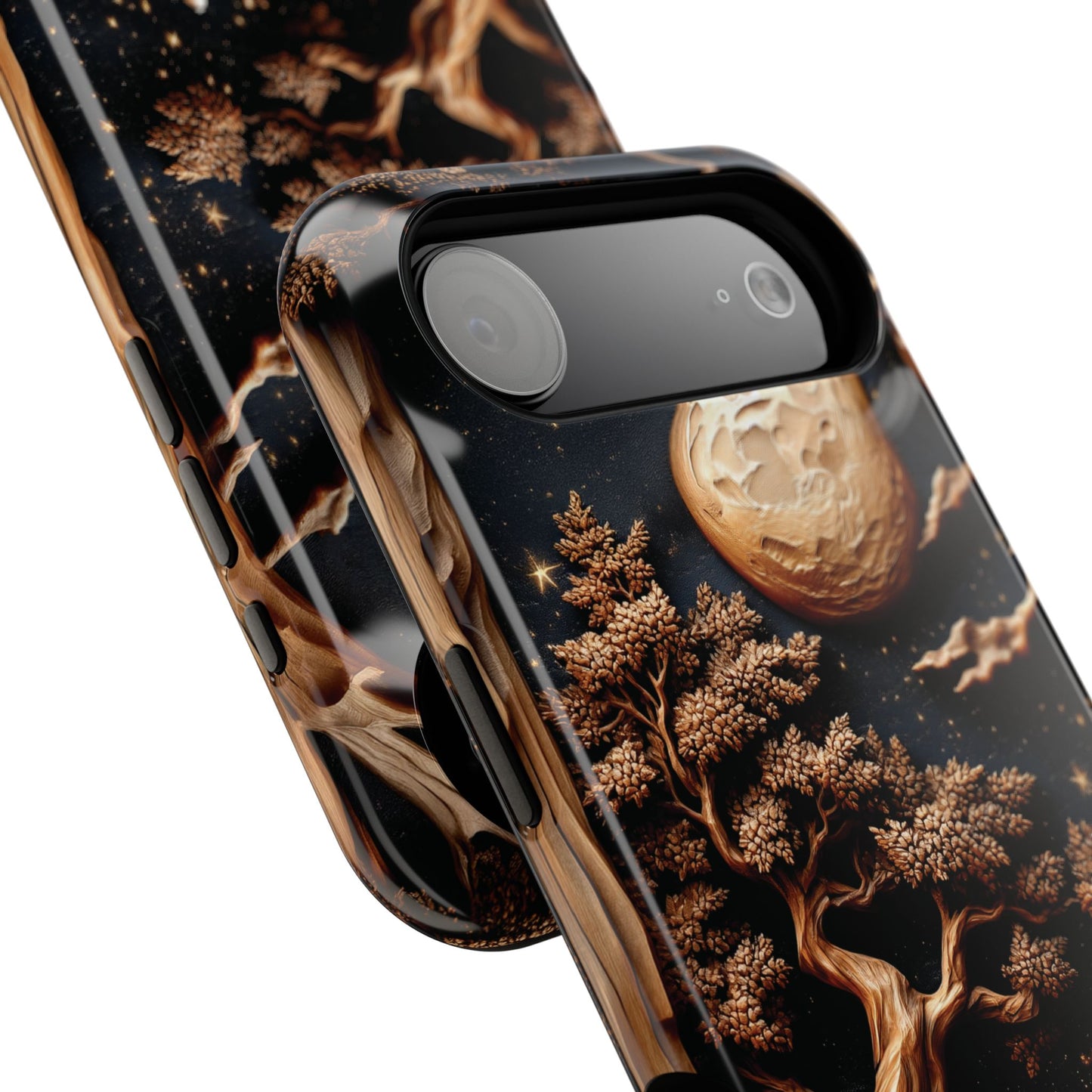Howling Wolf Wooden Art Design iPhone Case