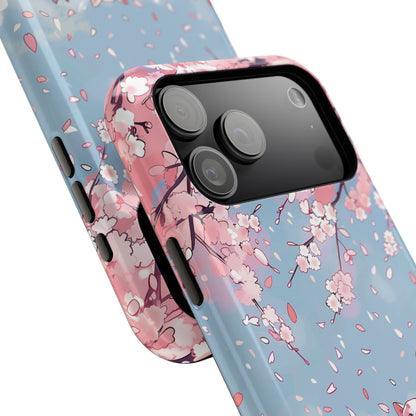 Kawaii Cat Watching Sakura Design iPhone Case