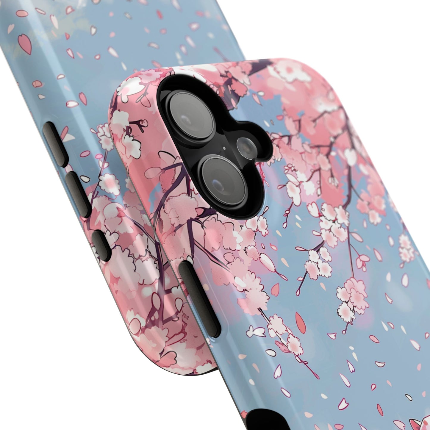 Kawaii Cat Watching Sakura Design iPhone Case