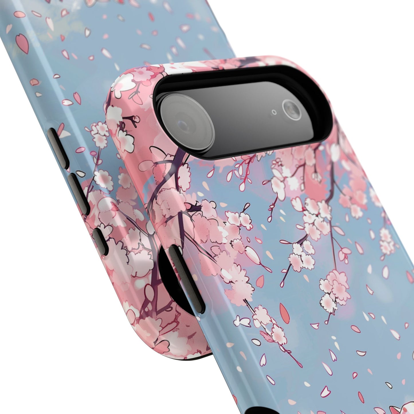 Kawaii Cat Watching Sakura Design iPhone Case