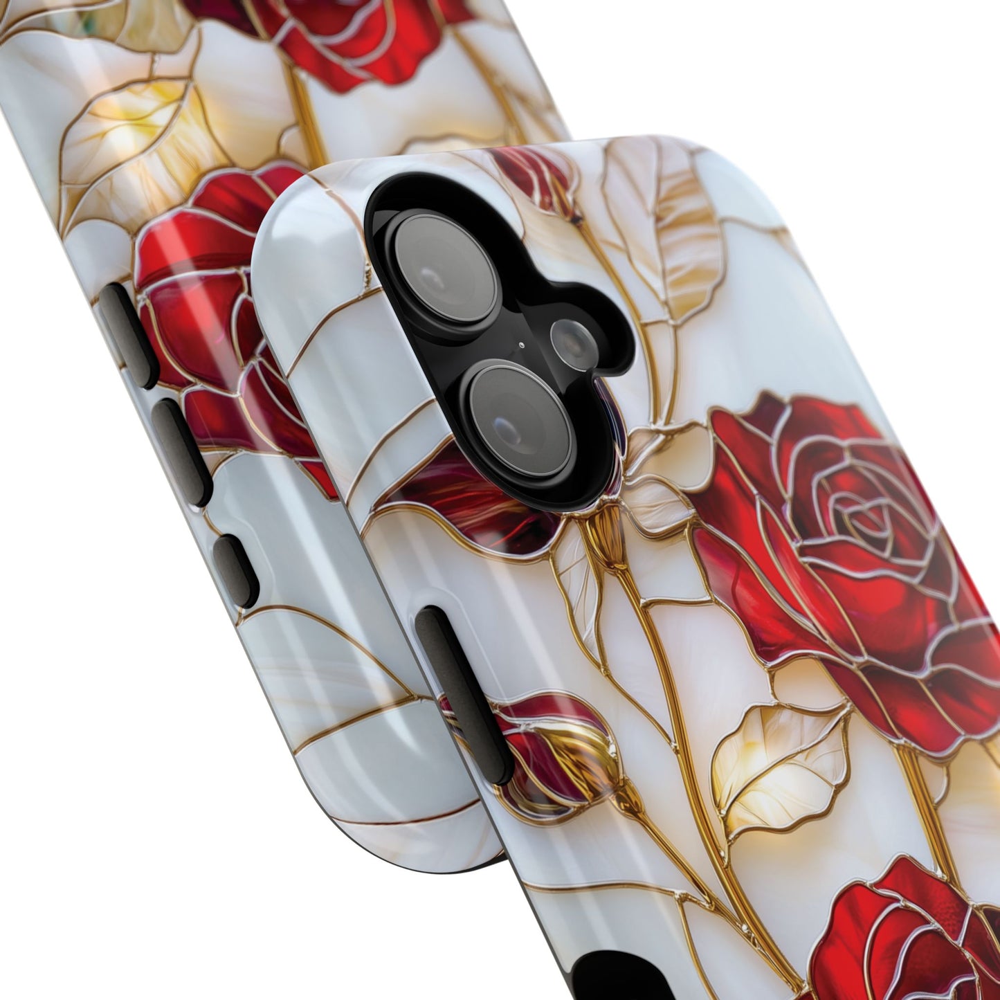 Luxury Red Rose Stained Glass Design iPhone Case