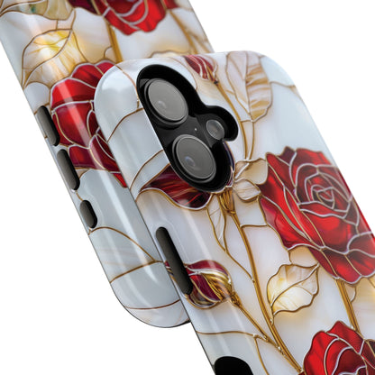 Luxury Red Rose Stained Glass Design iPhone Case