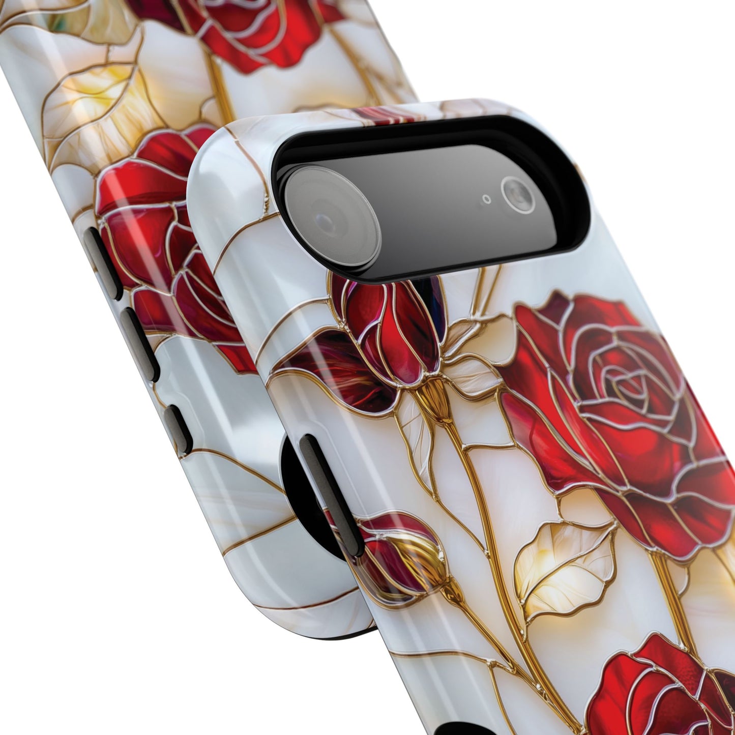 Luxury Red Rose Stained Glass Design iPhone Case