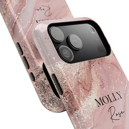 Personalisable Luxury Pink Marble Design iPhone Case