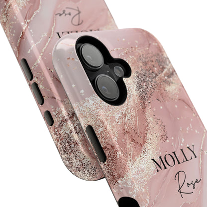 Personalisable Luxury Pink Marble Design iPhone Case