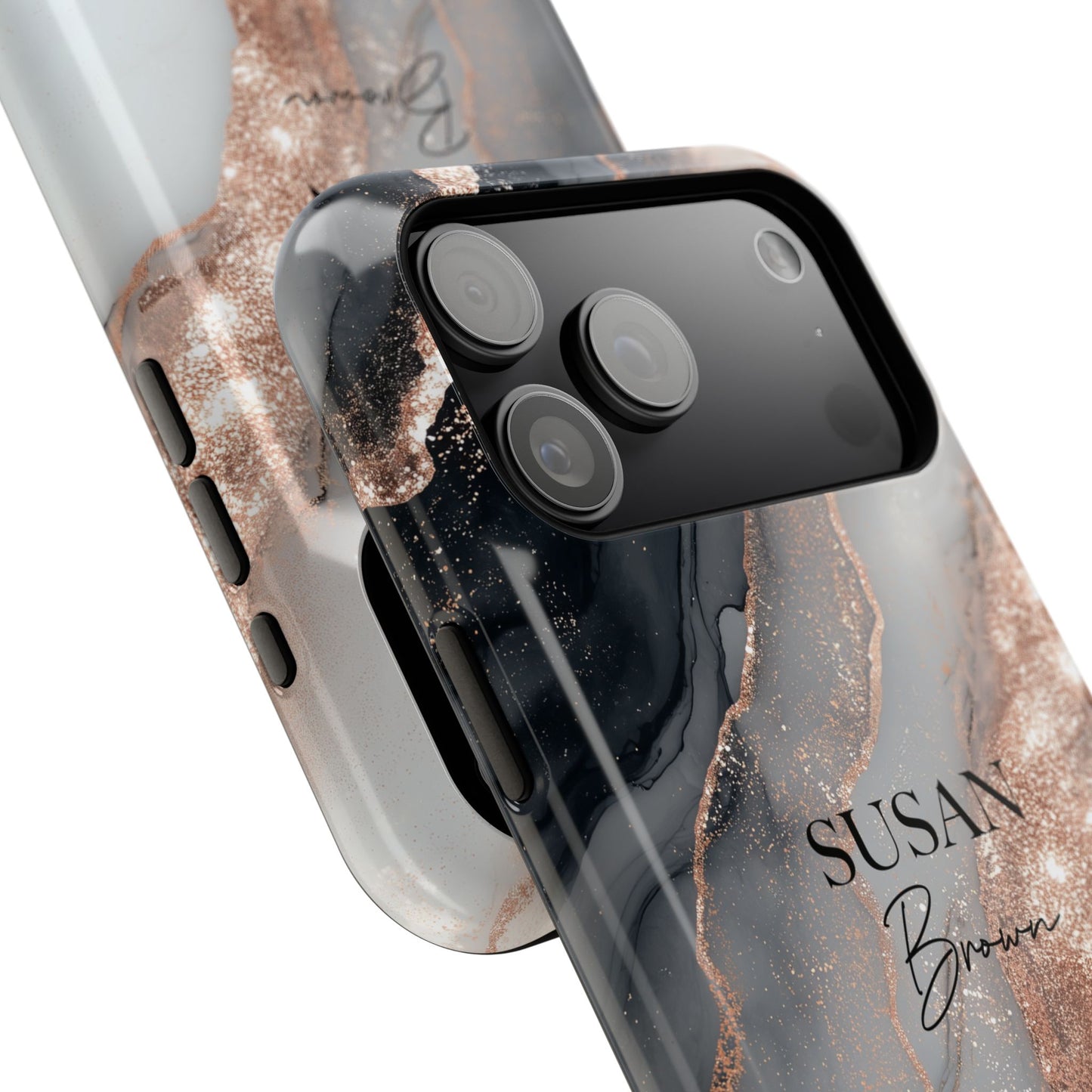 Personalisable Luxury RoseGold Marble Design iPhone Case